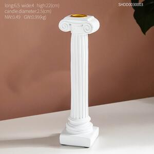 Suport lumanare, coloana romana, alb, 22cm