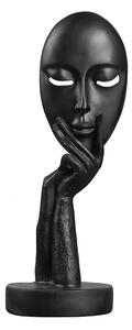 Decoratiune masca, ceramica, chip uman, neagra, 29cm