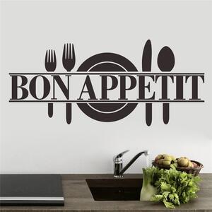 Autocolant de perete "Bon Appetit" neagră 57x25 cm