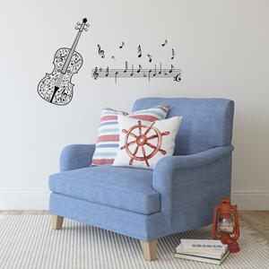 Autocolant de perete "Vioara și note muzicale" 90x75 cm
