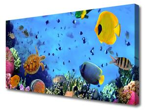 Tablou pe panza canvas Coral Reef subacvatice de pește Natura Albastru Galben Multi