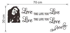 Autocolant de perete "Iubește viața - Bob Marley" 30x70cm