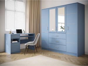 Dulap albastru cu oglindă 196x200 cm Burren - Cosmopolitan Design