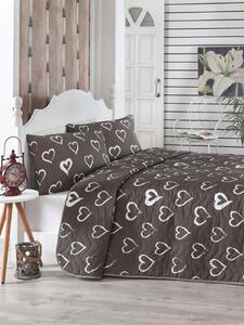Set cuvertura matlasata dubla King (FR), 3 piese, Amaour - Brown, Eponj Home, 65% bumbac/35% poliester