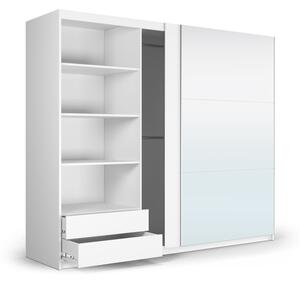 Dulap alb cu oglindă și uși glisante 250x215 cm Lisburn - Cosmopolitan Design
