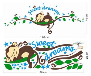 Autocolant de perete "Maimuța - Sweet Dreams" 120x46 cm