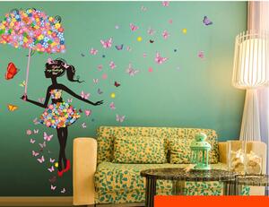 Autocolant de perete "Fetița cu fluturii" 170x145 cm