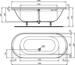 Ideal Standard Connect Air cada dreptunghiulară 180x80 cm alb E106801