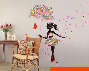 Autocolant de perete "Fetița cu fluturii" 170x145 cm
