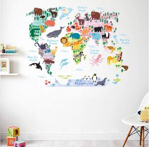 Autocolant de perete "Harta lumii color 3" 70x90 cm