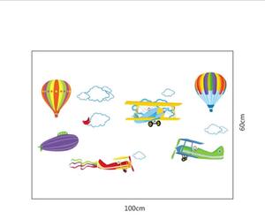 Autocolant de perete "Baloane și avioane" 100x60 cm