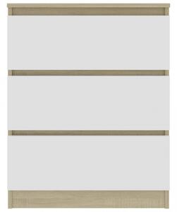 Servanta, alb si stejar Sonoma, 60 x 35 x 76 cm, PAL - V801387V