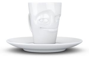 Ceașcă din porțelan cu farfurie pentru espresso, zâmbet 58products, alb