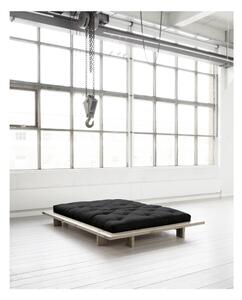 Pat dublu din lemn de pin cu saltea Karup Design Japan Comfort Mat Raw/Black, 160 x 200 cm