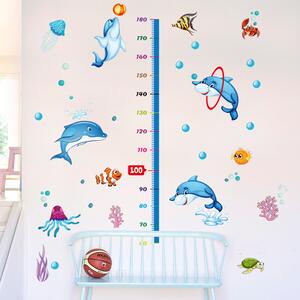 Autocolant de perete "Metru pentru copii - Delfini" 165x125cm