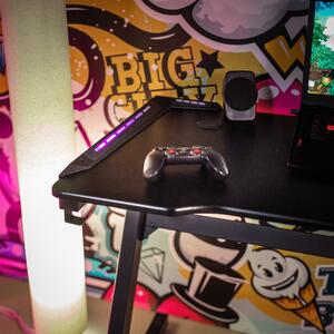 KONDELA Masă de joc / masă pentru computer, cu iluminare LED RGB, negru / roşu, MACKENZIE 140cm