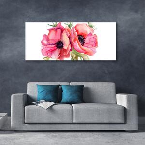 Tablou pe panza canvas Flori acuarelă Floral Roșu Roz Verde