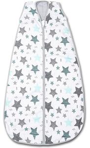 Sac de dormit copii de vara din muselina Kidizi All Mint Stars 75 cm, 100% bumbac, 0-9 luni