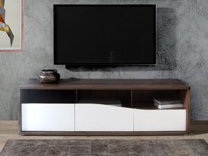 Comoda TV din pal, cu 3 sertare Wafi Stejar / Alb, l159,2xA42xH47,9 cm