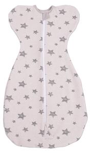 Sistem de infasat bebe Kidizi Swaddel Confort Galaxy Grey 0-4 luni – anti reflex Moro, 100% bumbac, fermoar dublu, 0.5 TOG