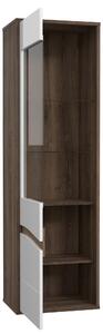 Vitrina din pal, cu 1 usa si LED inclus, Wafi Medium Stejar / Alb, l59,8xA42xH198,3 cm