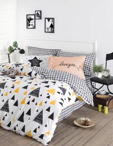 Lenjerie de pat pentru o persoana (BL), İlove - Black, Yellow, Mjolnir, Bumbac Ranforce