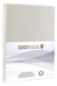 Cearșaf de pat cu elastic DecoKing Nephrite, 220-240 cm, crem