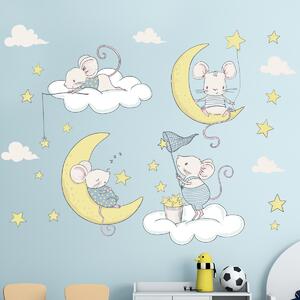 Autocolant de perete „Șoareci pe nori” 55x74 cm
