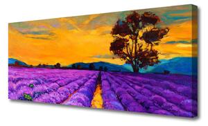 Tablou pe panza canvas Câmp Peisaj Violet Galben Maro