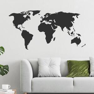 Autocolant de perete „Harta lumii - negru” 64x125 cm