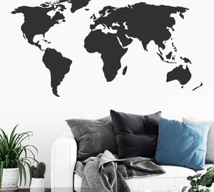 Autocolant de perete „Harta lumii - negru” 64x125 cm