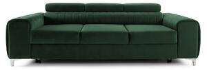 Canapea Extensibilă 3 locuri TIME, cu tetiere reglabile, cu suport lombar, 255x97x94 cm, Verde-Padure-Velluto