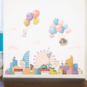 PIPPER | Autocolant de perete „Baloane peste oraș” 77x104 cm