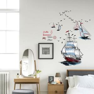Autocolant de perete "Barcă cu pânze" 98x87 cm