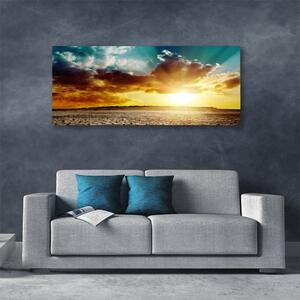 Tablou pe panza canvas Sun Nori Desert Peisaj Albastru Gri Galben Portocaliu