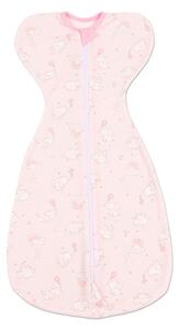 Sistem de infasat bebe Kidizi Swaddel Confort Elefun Pink 0-4 luni – anti reflex Moro, 100% bumbac, fermoar dublu, 0.5 TOG