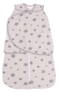 Sac de dormit bebelusi cu sistem de infasare din bumbac flausat Kidizi Galaxy Grey, 0-6 luni, 1 tog