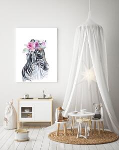 Tablouri pentru copii - Zebra cu flori 50 x 40 cm