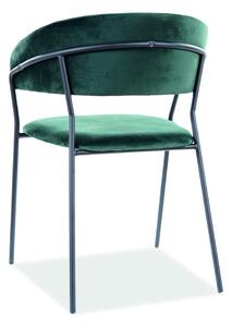 Scaun tapitat cu stofa si picioare metalice Lloyd B Velvet Verde inchis / Negru, l56xA50xH78 cm