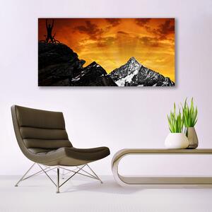 Tablou pe panza canvas Munții Peisaj Orange Gri Negru