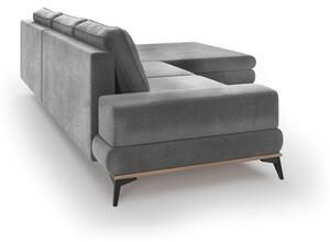 Colțar extensibil cu tapițerie de catifea și șezlong pe partea dreaptă Windsor & Co Sofas Astre, gri