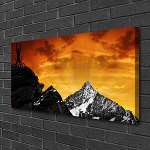 Tablou pe panza canvas Munții Peisaj Orange Gri Negru