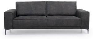 Canapea din imitație de piele Scandic Copenhagen, gri antracit, 224 cm