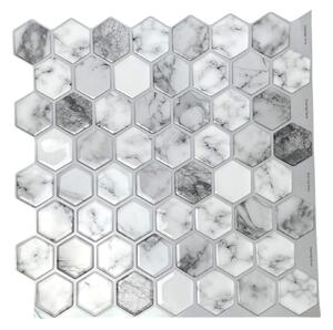 Placi de adeziv - mozaic 3D - Marmură 6 unghiuri 30,5 x 30,5 cm
