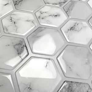 PIPPER | Placi de adeziv - mozaic 3D - Hexagoane de marmură 30,5 x 30,5 cm