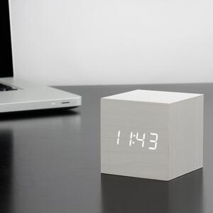 Ceas deșteptător cu LED Gingko Cube Click Clock, alb