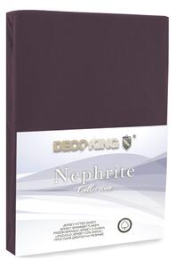 Cearșaf de pat cu elastic DecoKing Nephrite, 220–220 cm, maro