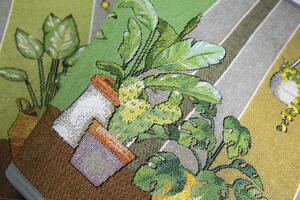 Covor pentru bucatarie, Olivo Tappeti, Carpet Queen 2, Plants, 50 x 170 cm, 80% bumbac, 20% poliester, multicolor