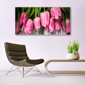 Tablou pe panza canvas Lalele Floral Roz Verde