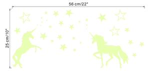 Autocolant de perete "Unicorni fosforescenți cu steluțe" 56x25 cm